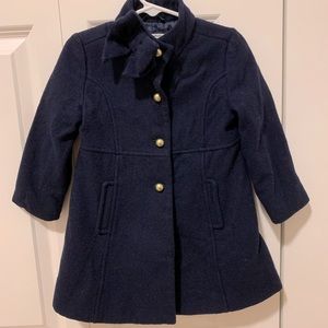 Janie and Jack Girls Navy Pea Coat with Bow